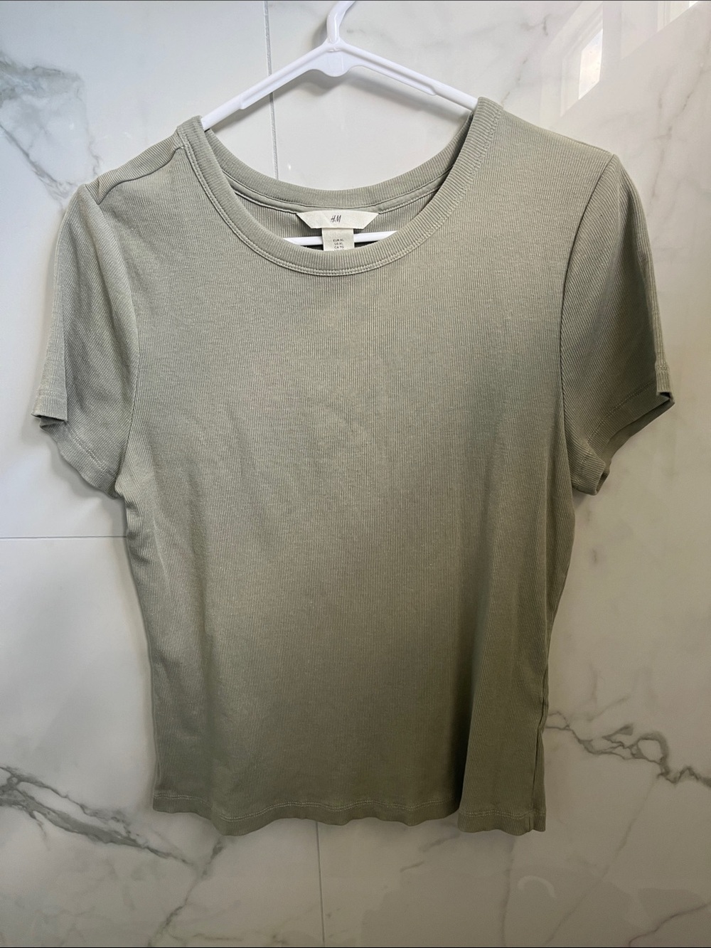 H&M Women's Sage Green Short Sleeve Crew Tee